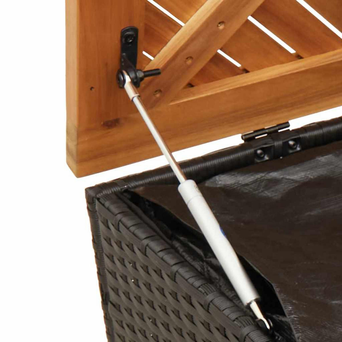 GARTENTRUHE Schwarz 110/50/54 Cm Poly Rattan Akazienholz - Schwarz, Kunststoff (110/54/50cm) - vidaXL