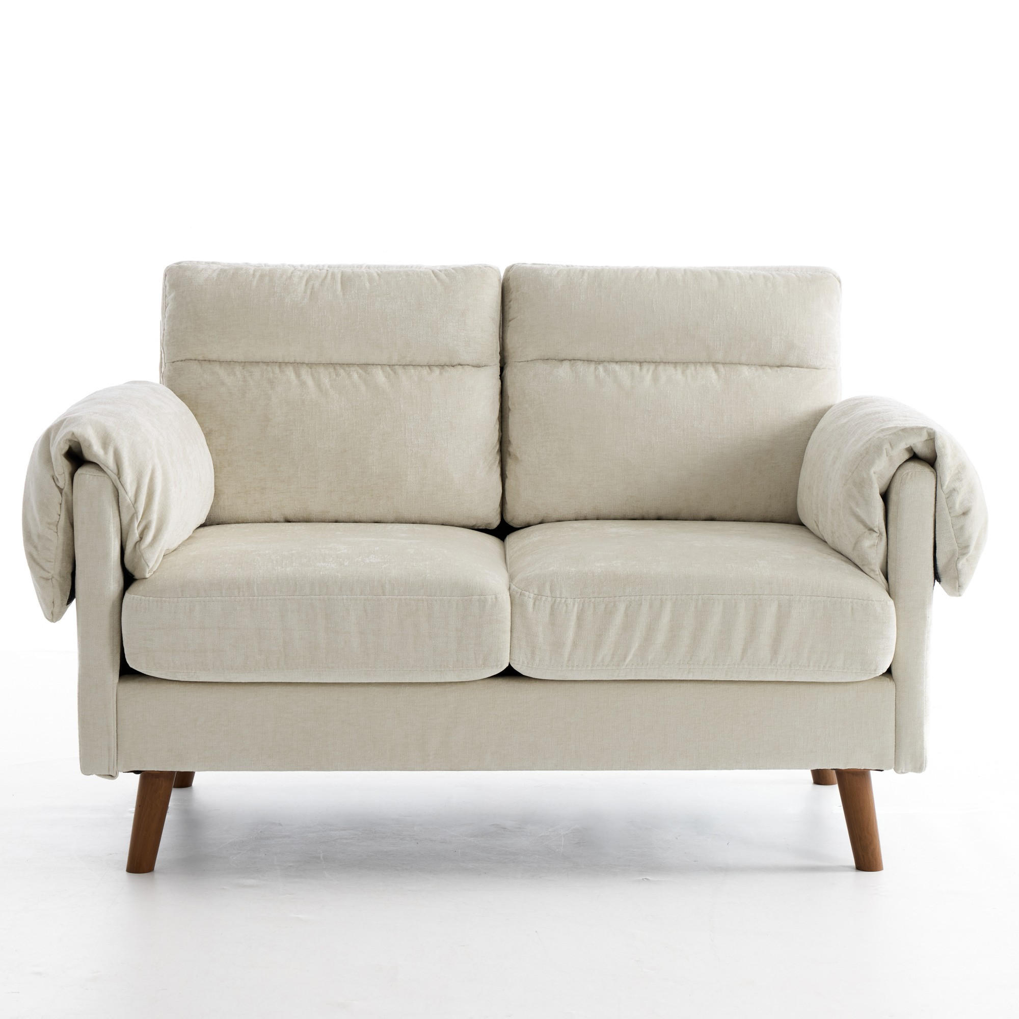 2-SITZER SOFA Chenille Beige - Beige, Holzwerkstoff/Textil (70/85/124cm) - WISHDOR