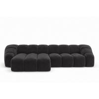 ECKSOFA Modulare L-Form, Veloursstoff Bluvel, Schwarz, Links, CROISSANT L - Schwarz, Holz (305/190cm) - Kaiser Möbel