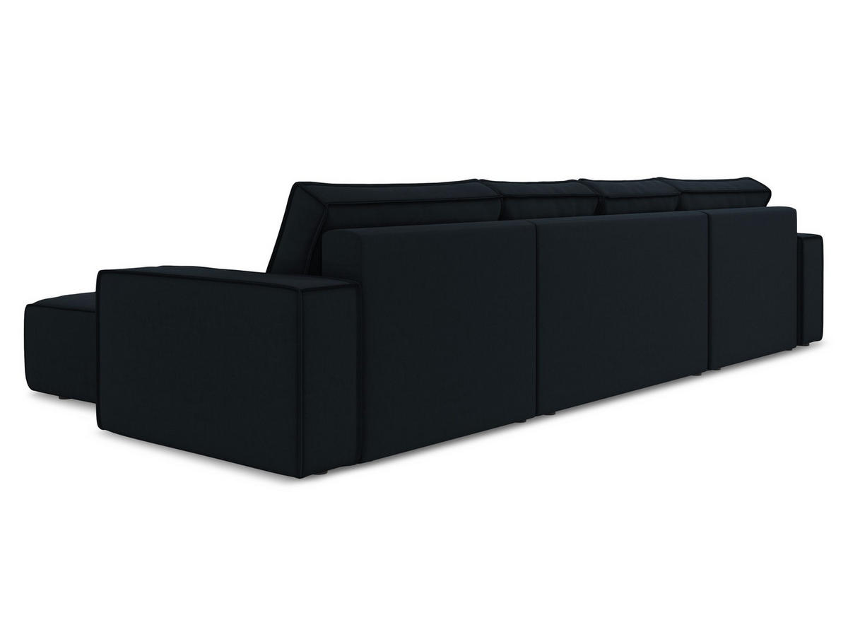 ECKSOFA mit Schlaffunktion Samt Stoff Blau - Blau/Petrol, Kunststoff/Textil (148/207cm) - Makamii