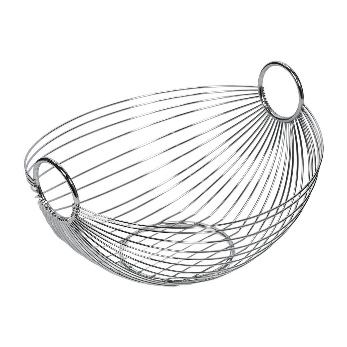 OBST- und Gemüsekorb - Metall oval Silbern 28/25,5/16 cm - Silberfarben, Metall (16cm) - ZELLER