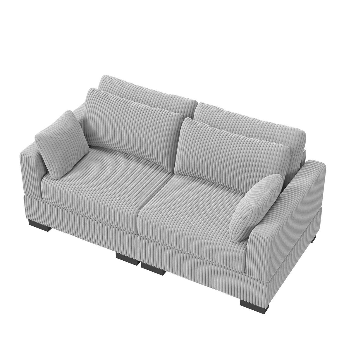 SOFA Modern Mit Streifenmuster Grau 180x87x85 Cm Komfortabel & Robust - Grau, Holz (87/85/180cm)