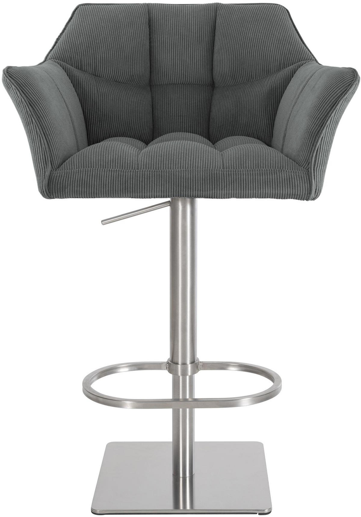 BARHOCKER Cord Grau - Edelstahlfarben/Grau, Textil/Metall (64/88/45cm) - CLP