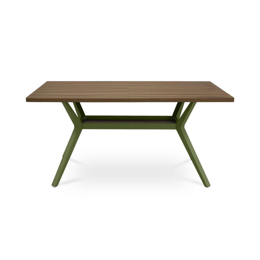 ESSTISCH 160cm Metallbeine Khaki Und Tischplatte Nussbaum-Optik Andrea - Nussbaumfarben/Grün, Holzwerkstoff/Metall (90/160/75cm) - Sicaan