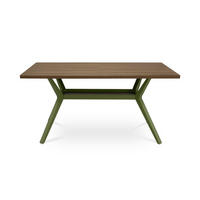 ESSTISCH 160cm Metallbeine Khaki Und Tischplatte Nussbaum-Optik Andrea - Nussbaumfarben/Grün, Holzwerkstoff/Metall (90/160/75cm) - Sicaan
