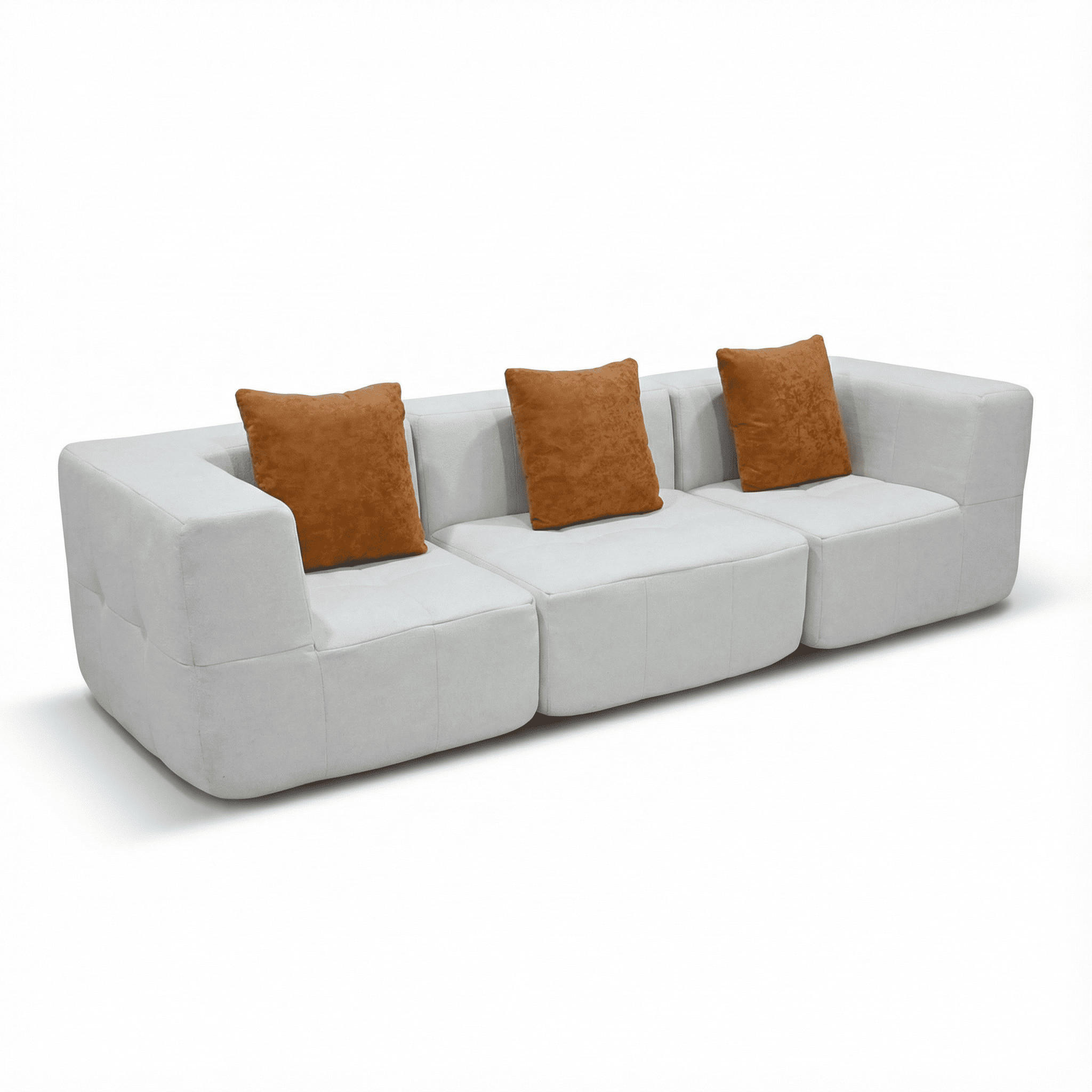 WOHNZIMMERSOFA Eden Simple 3-Sitzer - Weiß Orange - Weiß, Textil (92/71/92cm) - COCO Living