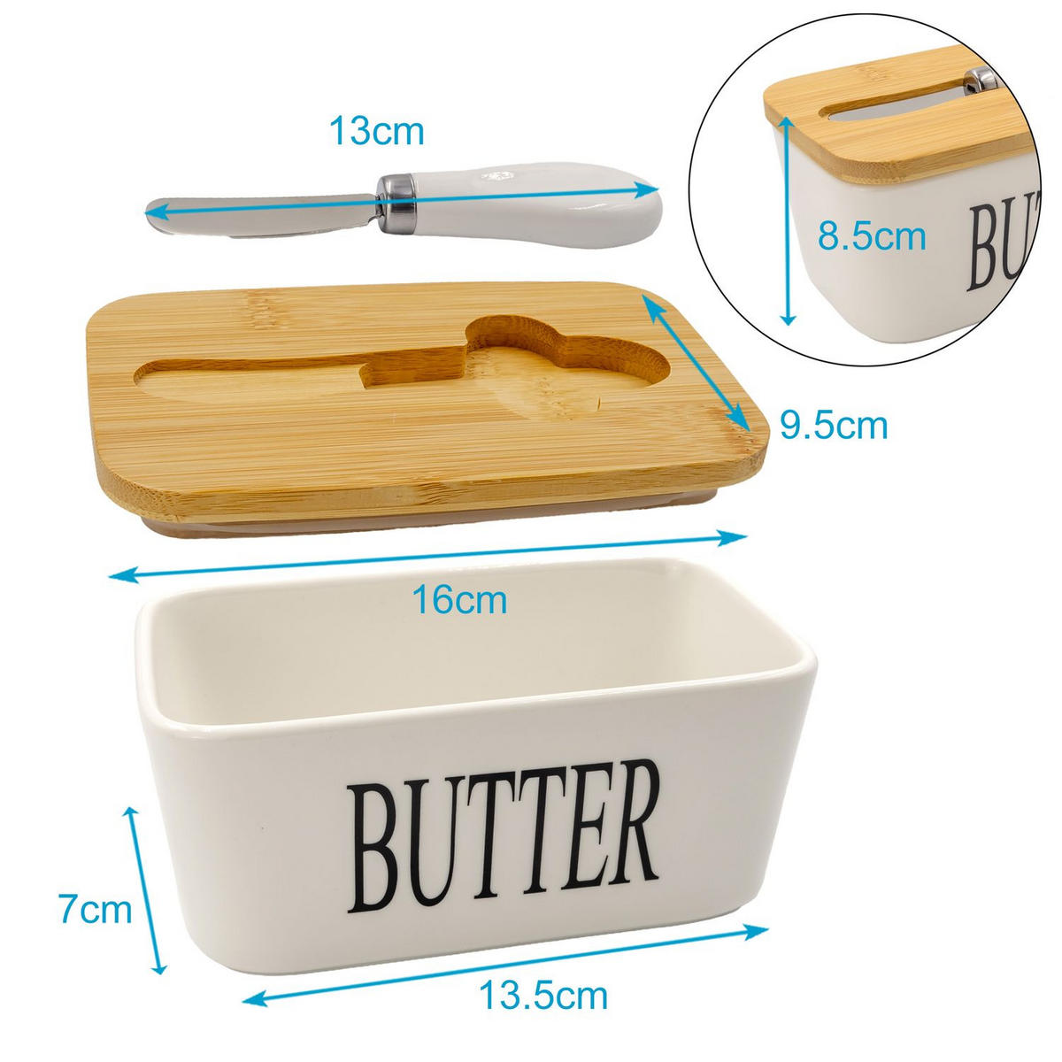 BUTTERDOSE - Weiß, Keramik (9.5/8.5/16cm) - Intirilife