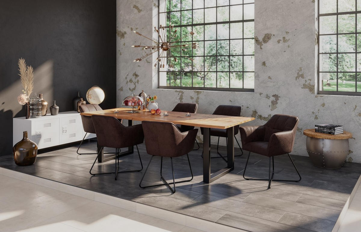 ESSTISCH DORA U - Beige/Schwarz, Holz/Metall (100/200/77cm) - SAM