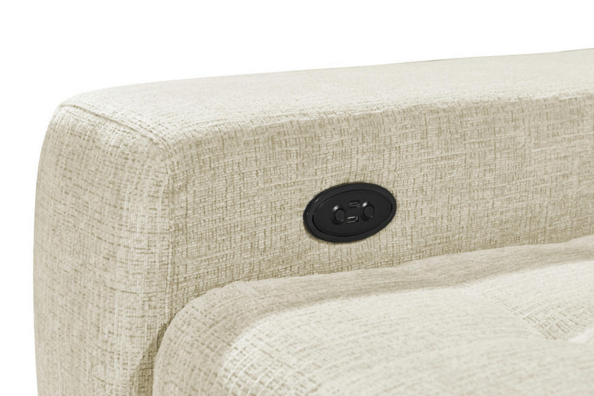 ECKSOFA mit elektronischem Sitzvorschub, Bettkasten und USB-Anschluss - Champagner/Schwarz, Textil/Metall (220/289cm) - ed exciting design