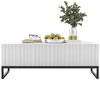 COUCHTISCH Elpis Weiß matt Glamour 110 cm - Schwarz/Weiß, Holzwerkstoff/Metall (54/110/39cm) - Meble Lindner
