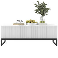 COUCHTISCH Elpis Weiß matt Glamour 110 cm - Schwarz/Weiß, Holzwerkstoff/Metall (54/110/39cm) - Meble Lindner