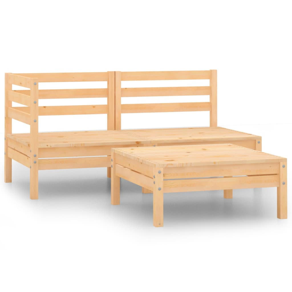GARTEN-LOUNGE-SET 3-teilig Massivholz Kiefer - Braun, Holz - vidaXL