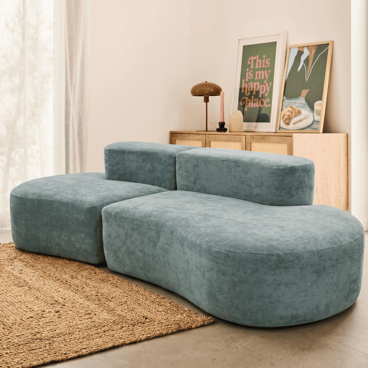 SOFA Lounge Salbei 2-Sitzer - Salbeigrün, Textil (240/75/102cm) - COCO Living