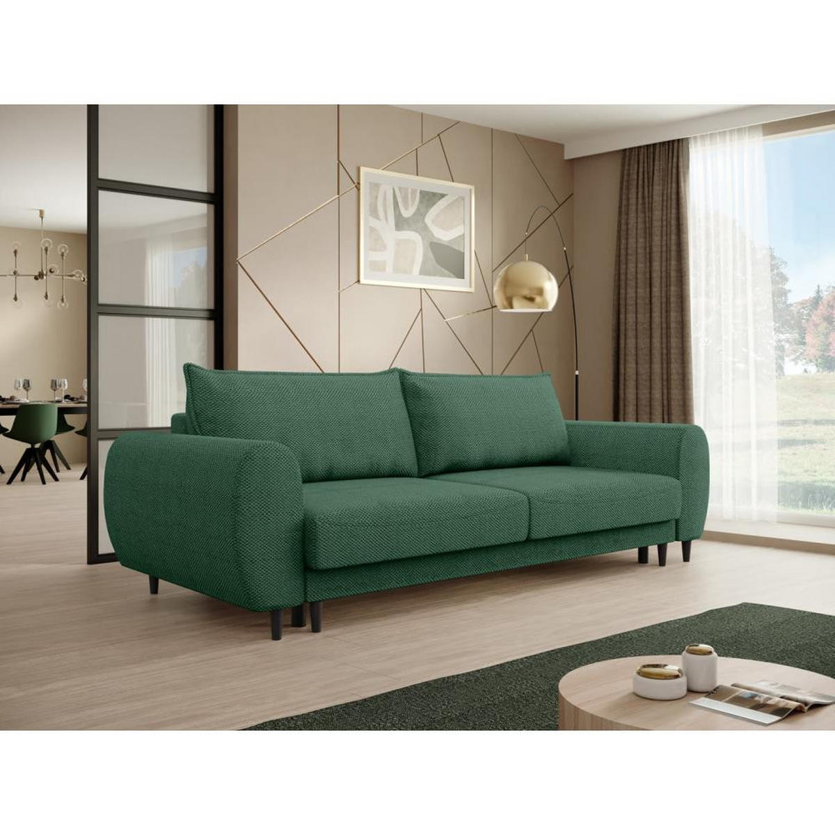 3-SITZER SCHLAFSOFA Cortez grün - Schwarz/Grün, Textil (251/76/95cm) - Beautysofa