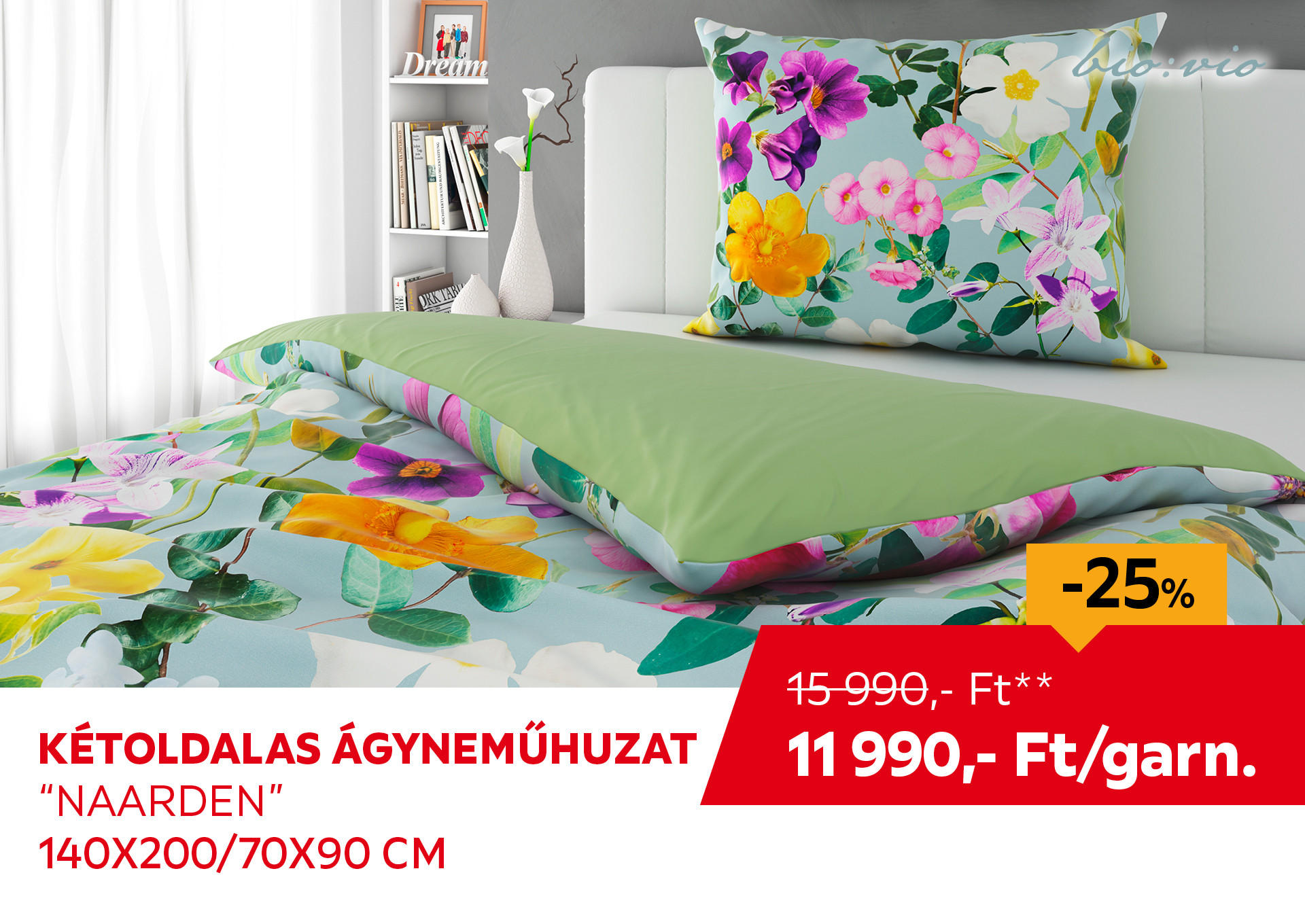 KÉTOLDALAS ÁGYNEMŰHUZAT "NAARDEN" 140X200/70X90 CM Kiemelt termék 15990 Ft.- helyett 11990 Ft.-