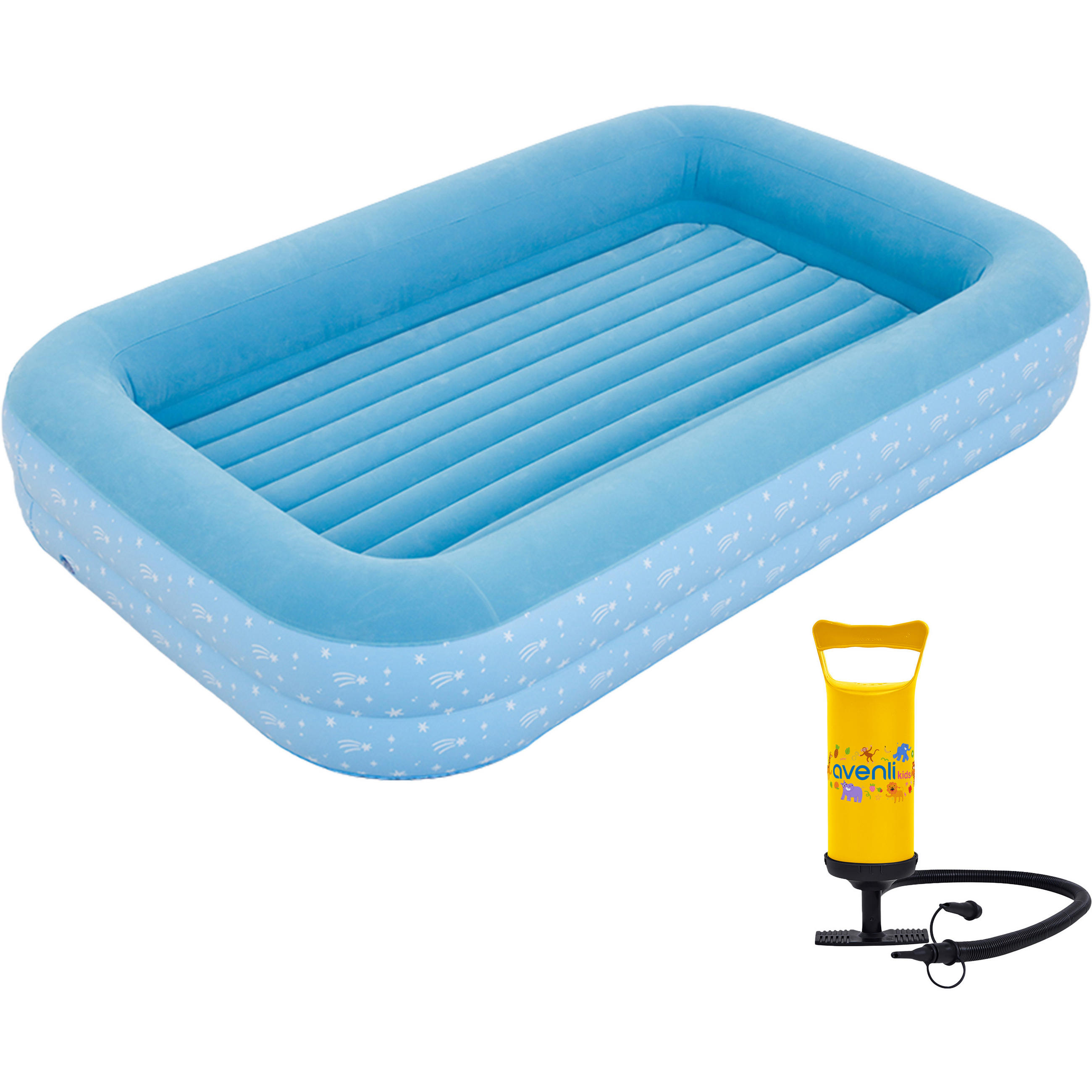 LUFTBETT Kinderluftmatratze mit Handpumpe 172 x 112 x 30 cm blau - Hellblau, Kunststoff (112/172cm) - Avenli