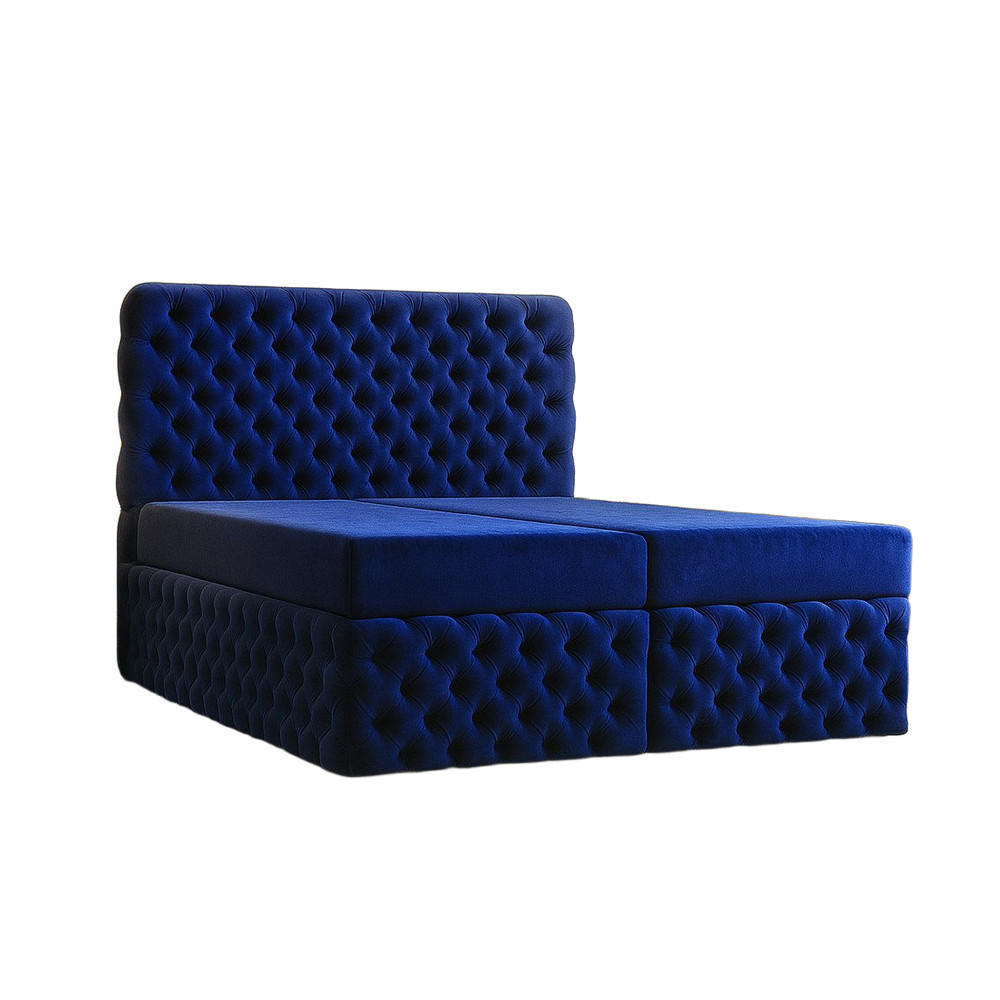 BOXBETT Chesterfield II Dunkelblau 160x200 cm - Dunkelblau, Textil (160/200cm) - B&B Home
