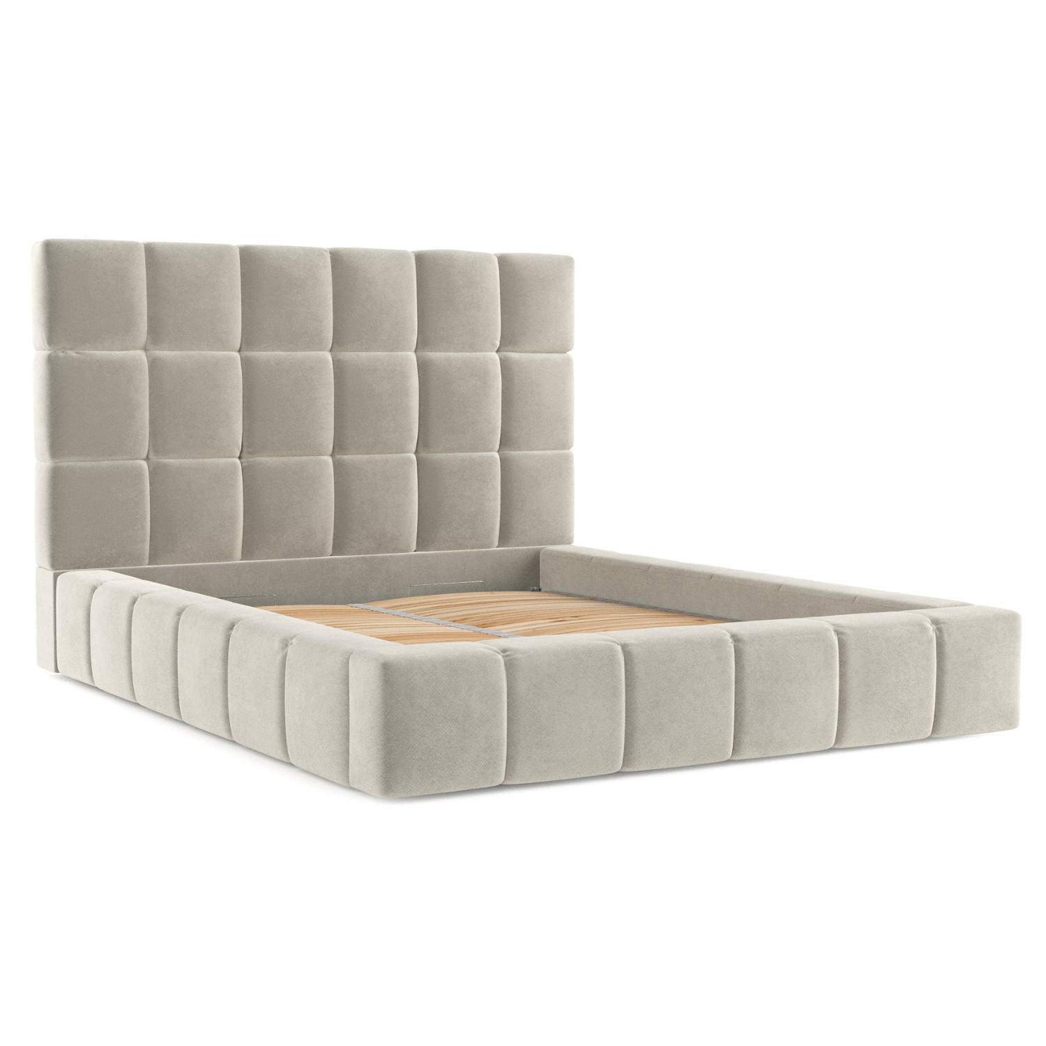 POLSTERBETT Skiathos mit Stauraum 160/200 cm Hellbeige im Terra NW Stoff - Beige/Schwarz, Holz/Holzwerkstoff (160/200cm) - AltaBeds