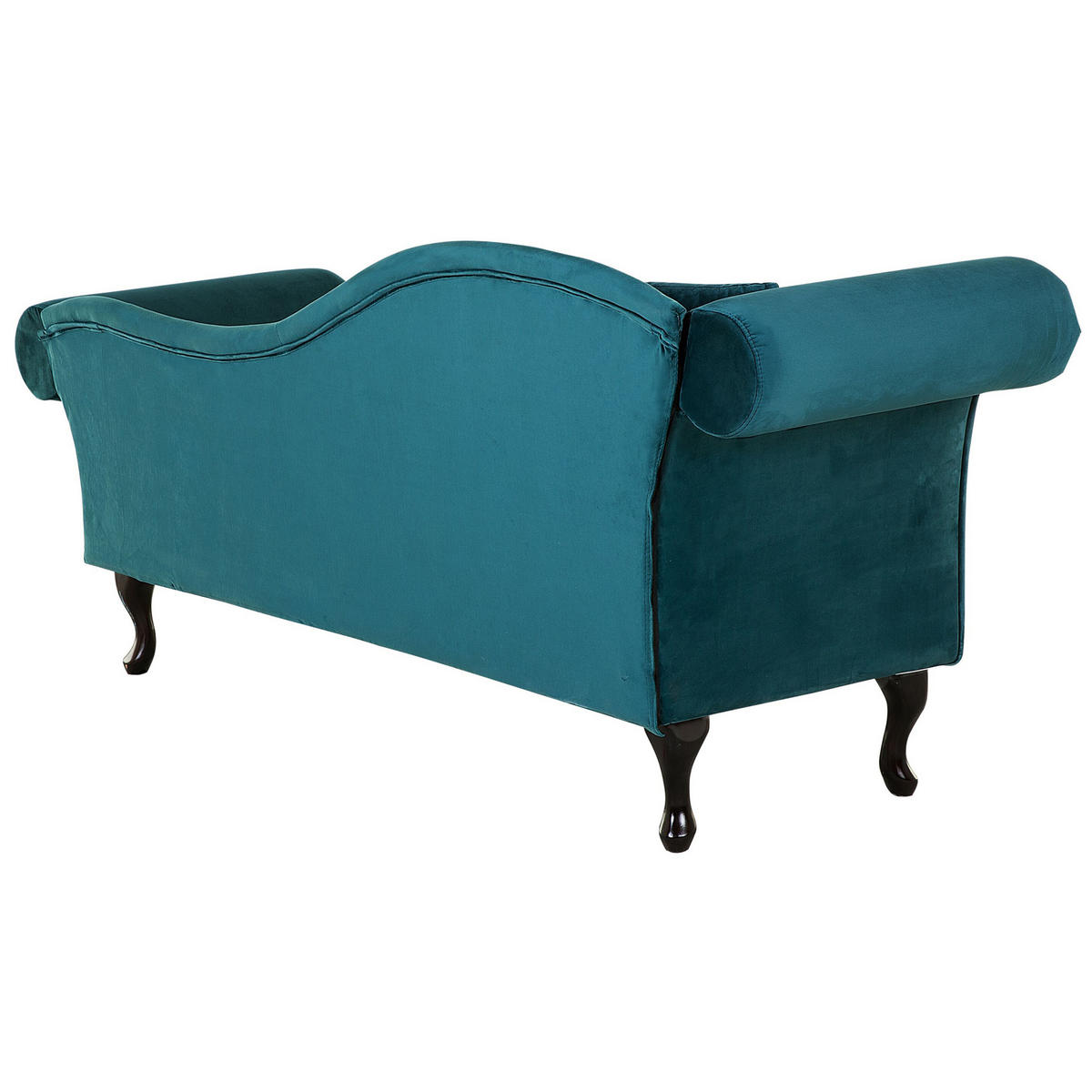 CHAISELONGUE Samtstoff blaugrün linksseitig Lattes - Blau, Textil (188/87/59cm) - Beliani