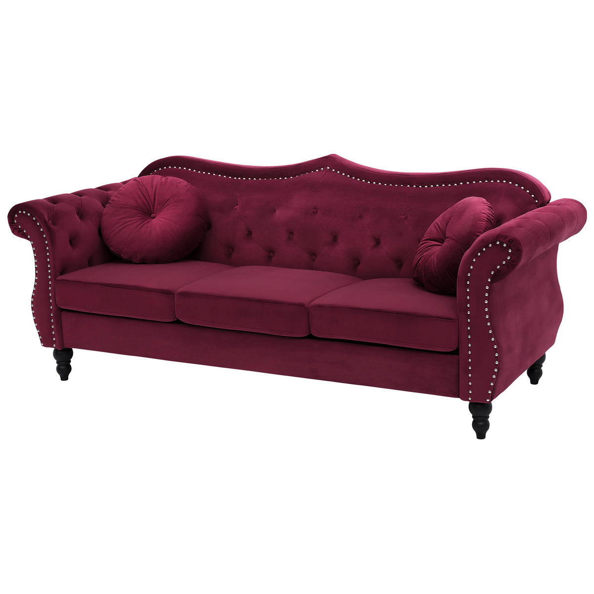 SOFA-SET 5-sitzer Samtstoff Rot Skien - Rot, Textil (200/91/83cm) - Beliani