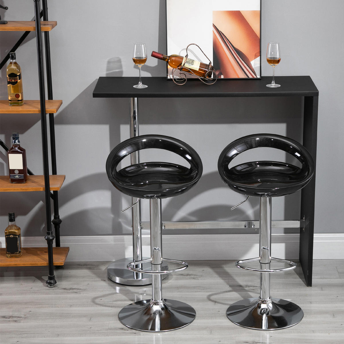 BARHOCKER 2er-Set DE-14782 höhenverstellbar mit Rückenlehne Schwarz - Schwarz, Metall (41/96/46cm) - ComfortXL