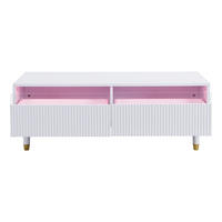 COUCHTISCH in Weiß mit 2 Schubladen und LED-Beleuchtung für Wohnzimmer, B110/T50/H40 cm - Weiß, Holz/Holzwerkstoff (55/110/40cm) - STILVORA