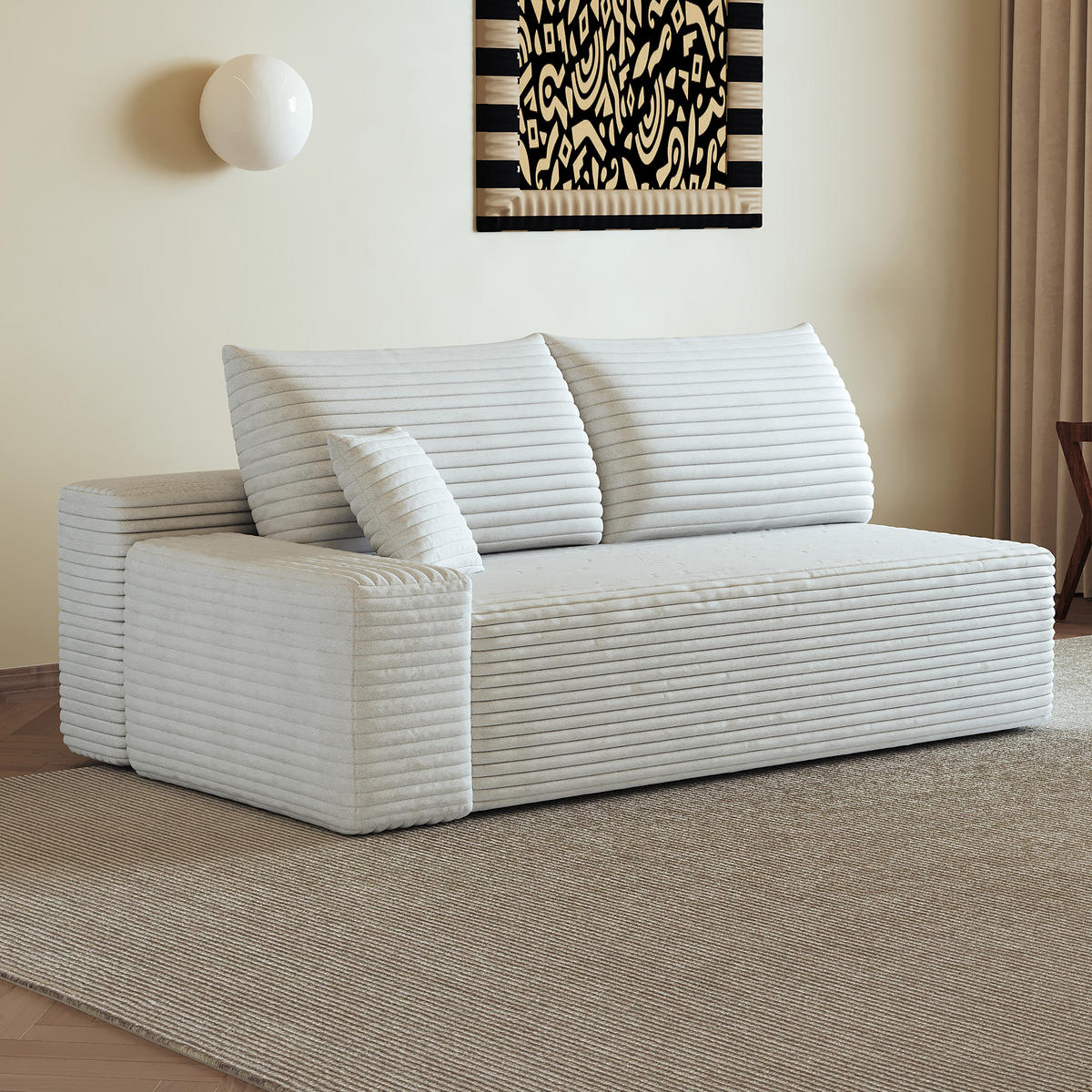 SOFAELEMENT DE-34752 linke mit Cordbezug Weiß - Weiß, Textil (95/83/175cm) - ComfortXL