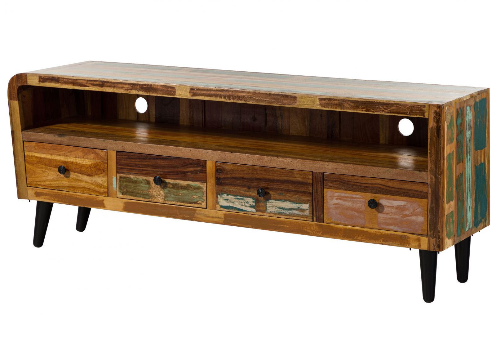 TV-BOARD Altholz 180x45x70 mehrfarbig lackiert SIXTIES #119 - Multicolor, Holz (180/70/45cm) - Massivmoebel24