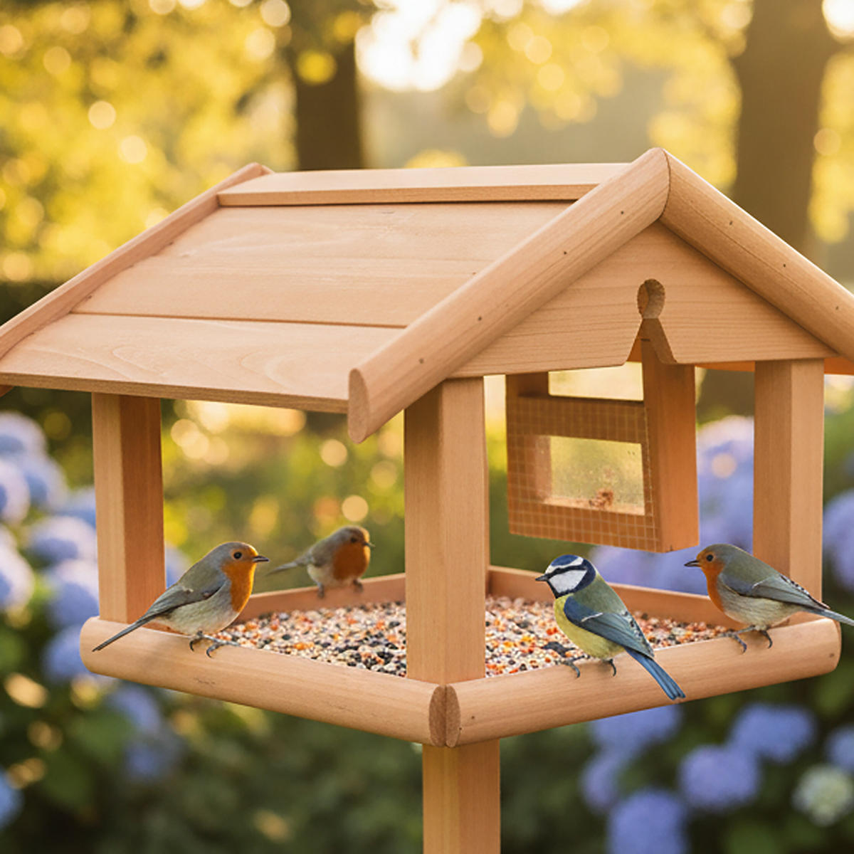 VOGELFUTTERHAUS - Orange, Holz (50/117/50cm) - Relaxdays