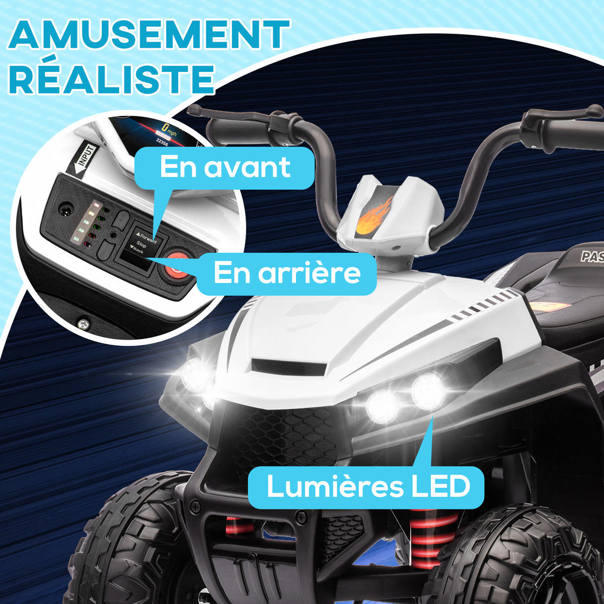 ELEKTRO-QUAD DE-13102 2 Motoren Weiß - Weiß, Kunststoff (85/55.5/62cm) - ComfortXL