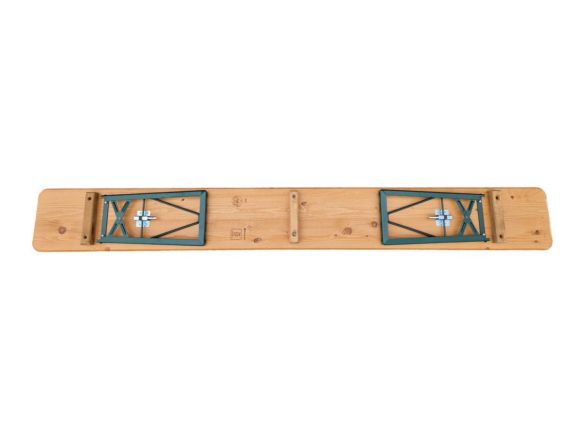 BIERZELTGARNITUR ALPENFEST 3-teilig 77x220x80cm Fichtenholz Nuss/ Grün - Nussbaumfarben, Holz - CHEFGASTRO