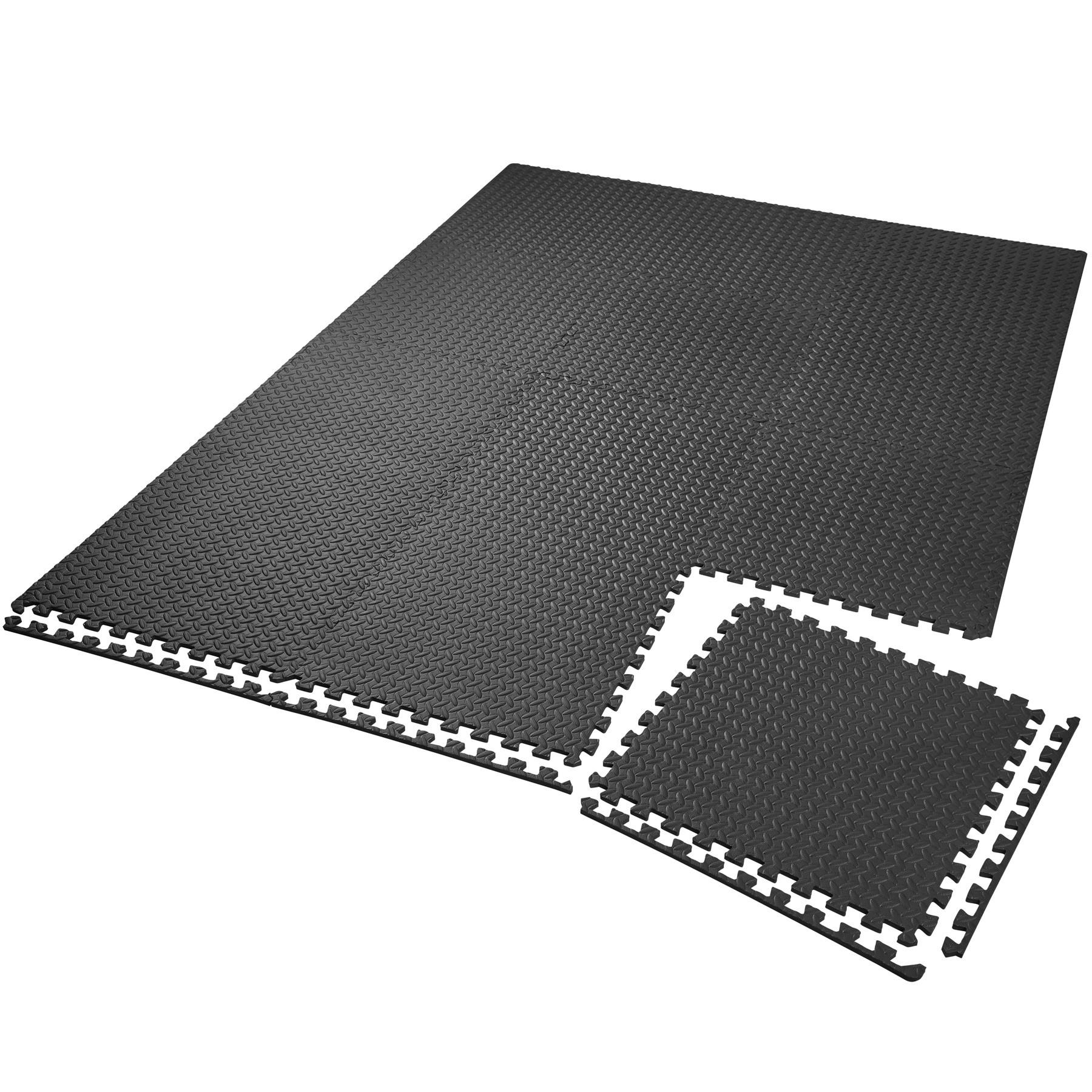 SCHUTZMATTENSET ,leichte Reinigung und flexibel erweiterbar,schwarz - Schwarz, Kunststoff (124/307cm) - tectake