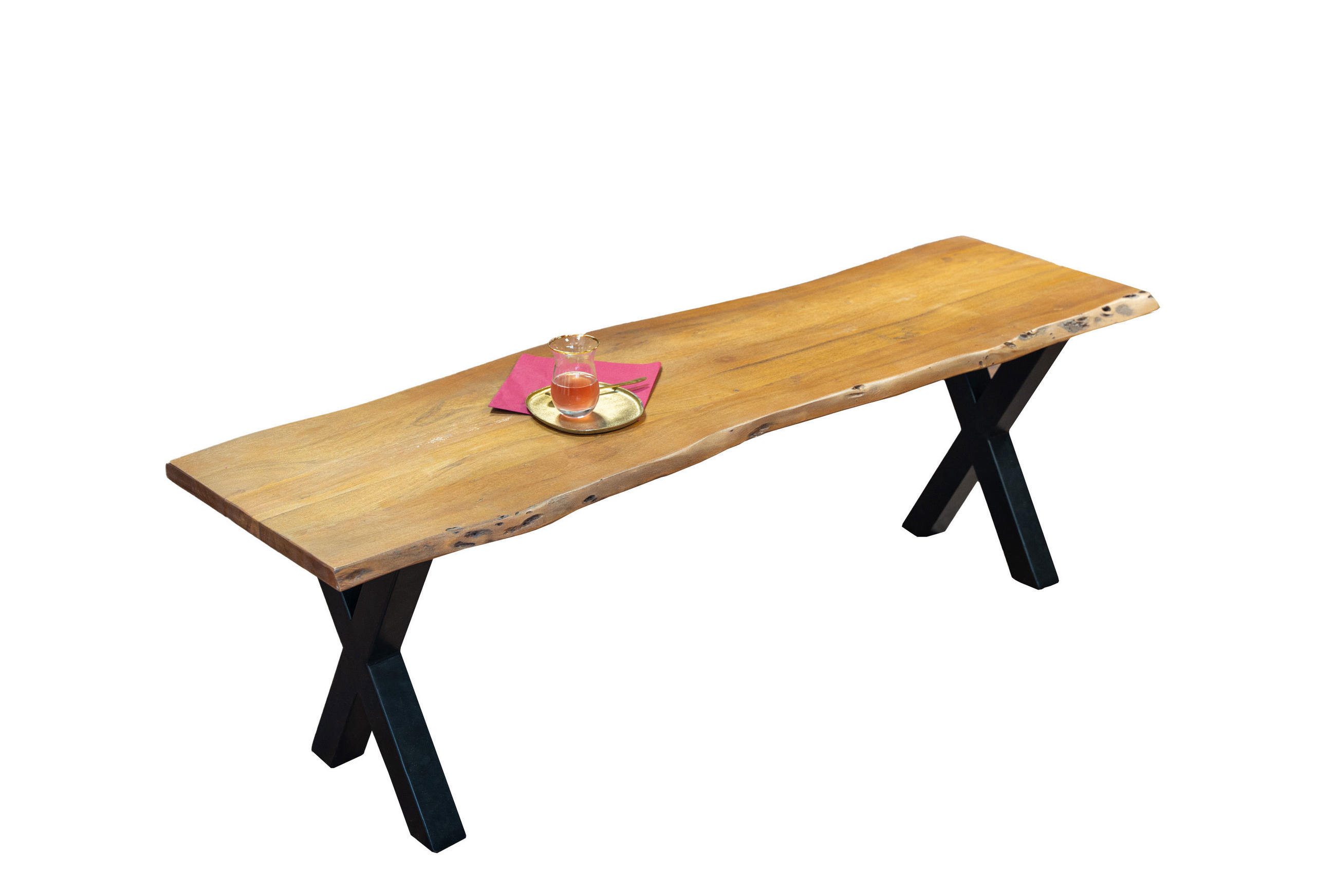 SITZBANK NOAH - Schwarz/Braun, Holz/Metall (120/45/42cm) - SAM