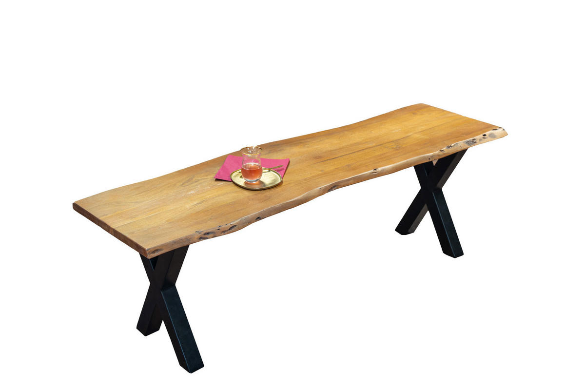 SITZBANK NOAH - Schwarz/Braun, Holz/Metall (220/45/42cm) - SAM