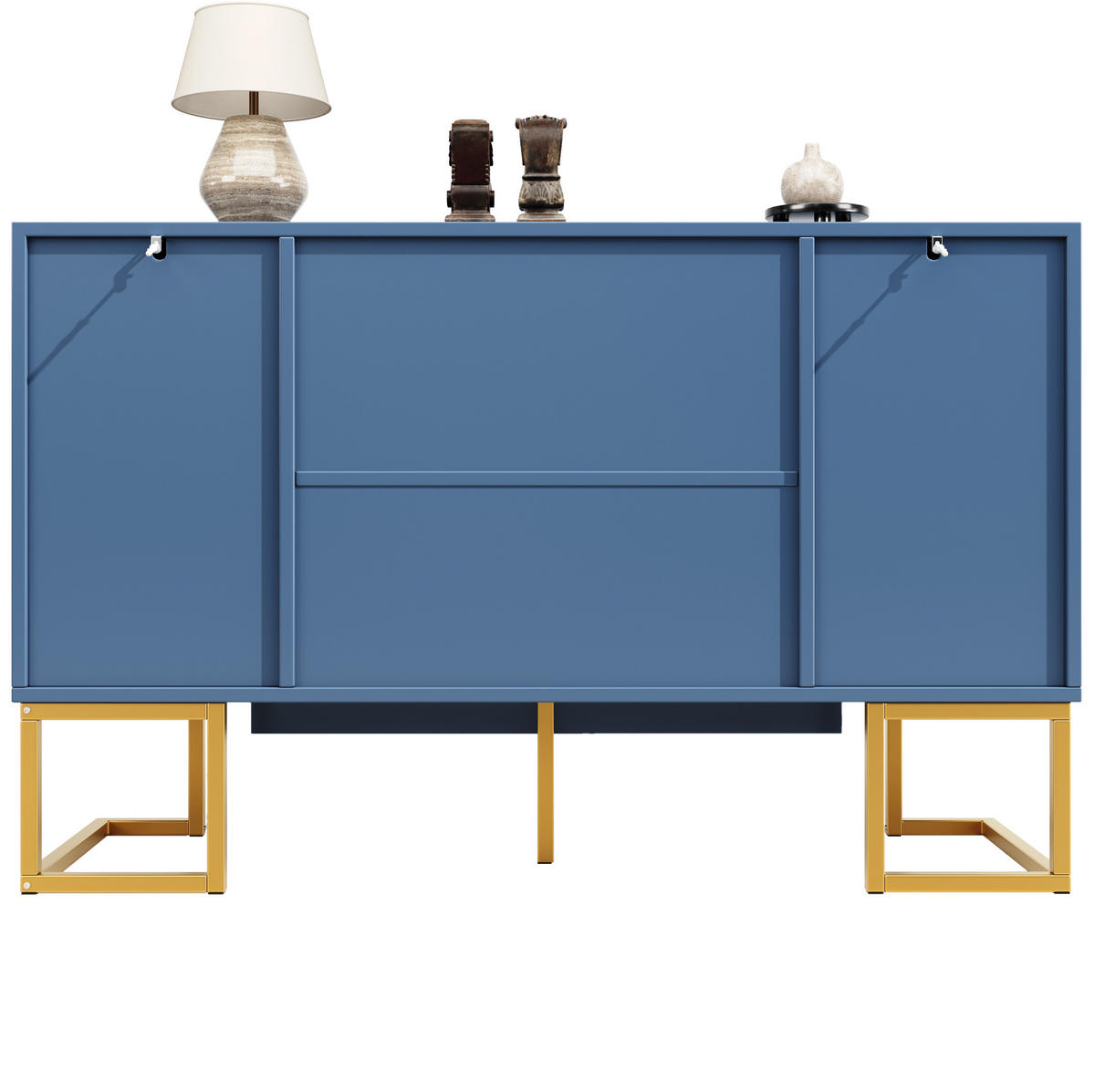 SIDEBOARD 120,5/42/96 cm mit 3 Türen und offenem Fach, aus Spanplatte, Schwarz - Schwarz, Holzwerkstoff (120.5/96/42cm) - Redom