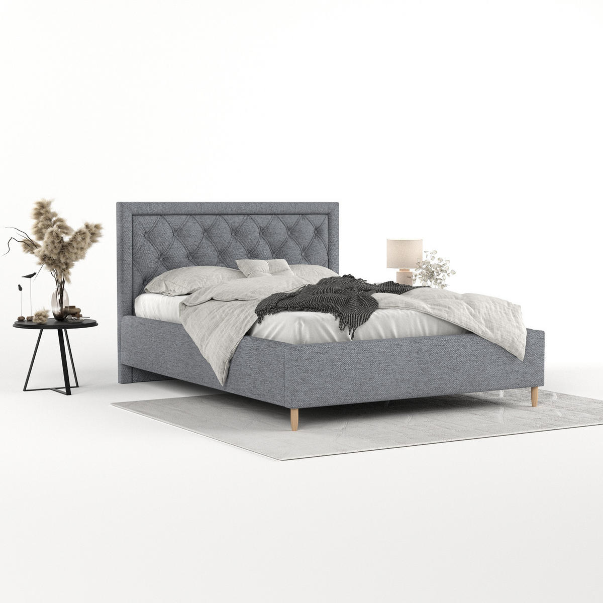 POLSTERBETT Lido 180/200 cm Grau im Neve Stoff - Naturfarben/Grau, Holz/Holzwerkstoff (180/200cm) - AltaBeds