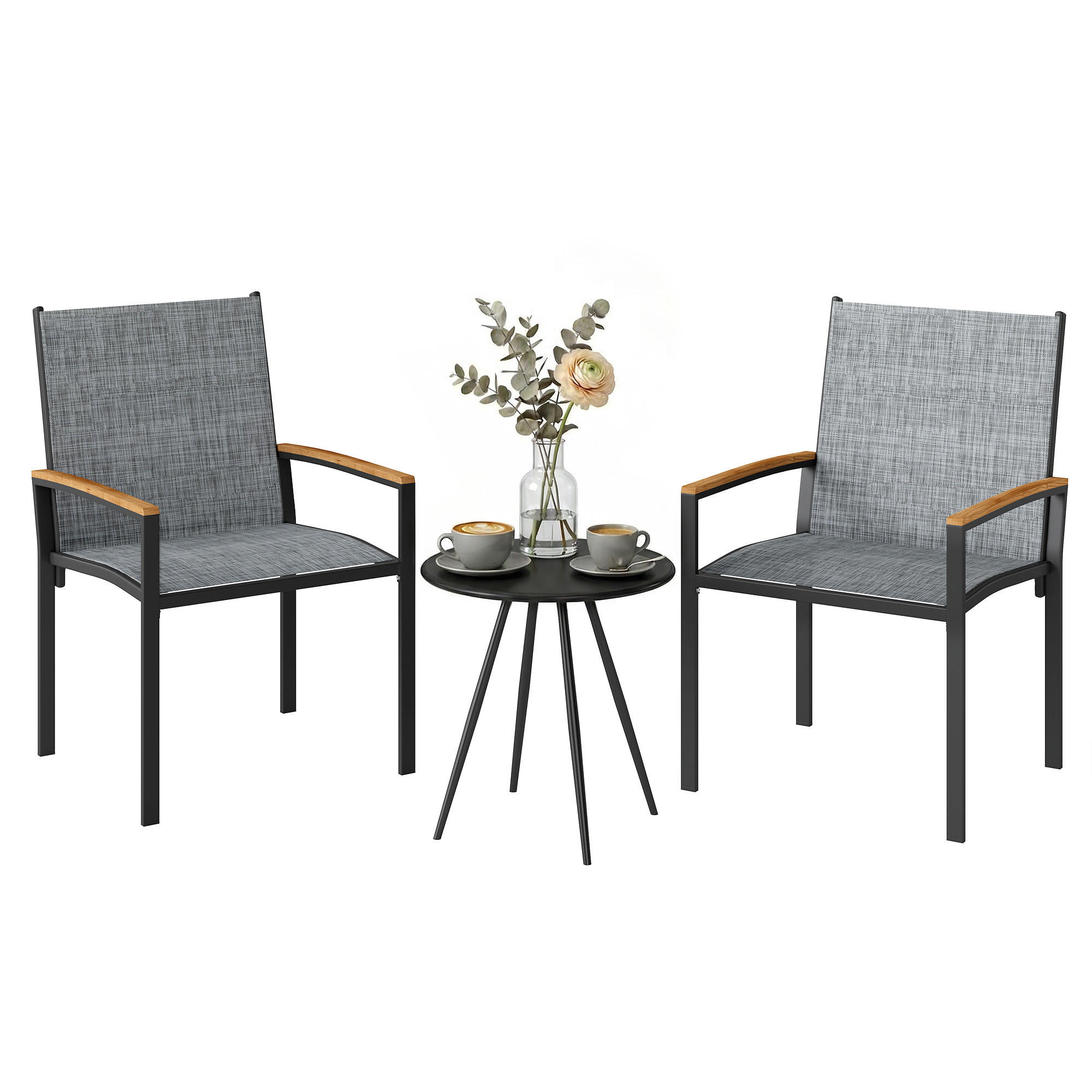 GARTEN-BEISTELLTISCHSET Grau gemischt 3 Stück - Beige, Naturmaterialien (63/55/84cm) - GiPP