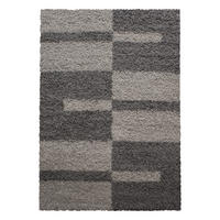 TEPPICH Hochflor Shaggy Karo Design Polypropylen Wohnzimmer Taupe Rechteckig 160x230 - Taupe, Textil (160/230cm) - KADIMA DESIGN