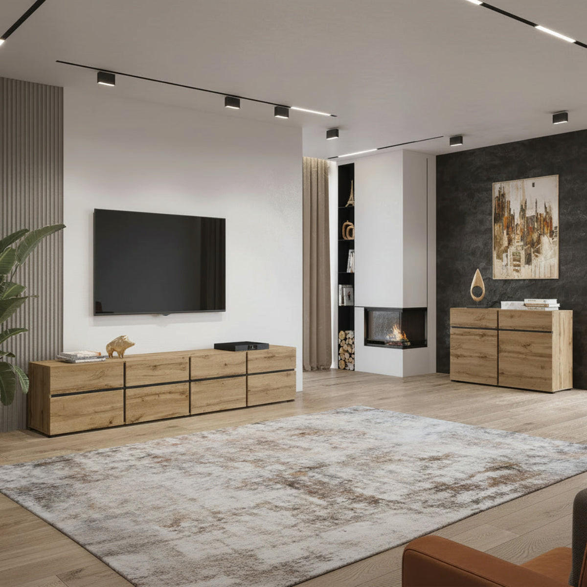 TV STOLÍK Lilia Drevo - hnedá, kompozitné drevo (225/48/40cm) - Petits-meubles