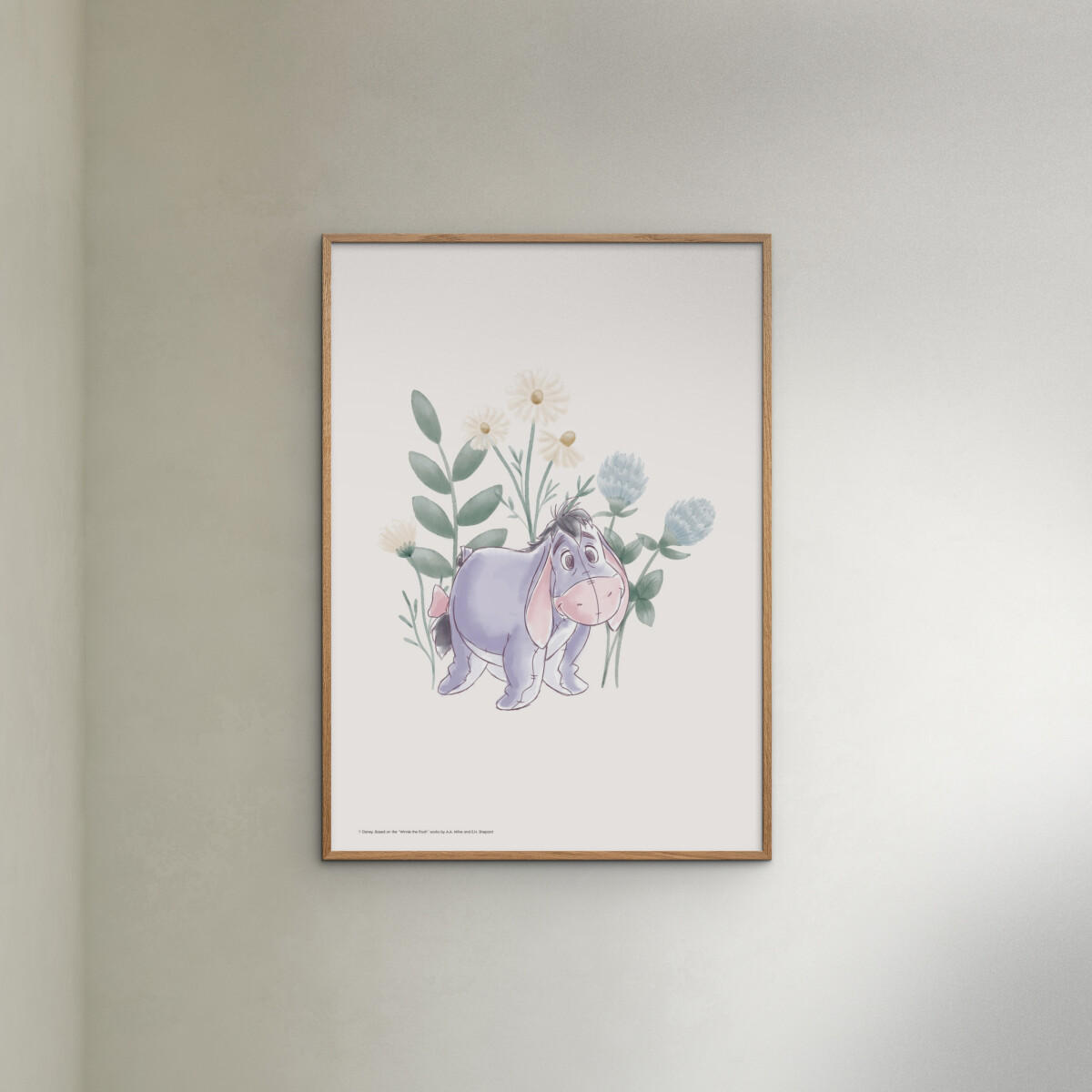 POSTER mit Rahmen Disney - Disney's Eeyore in Pastel Meadow - Eichefarben/Multicolor, Holz/Papier (30/40cm) - Poster&Frame