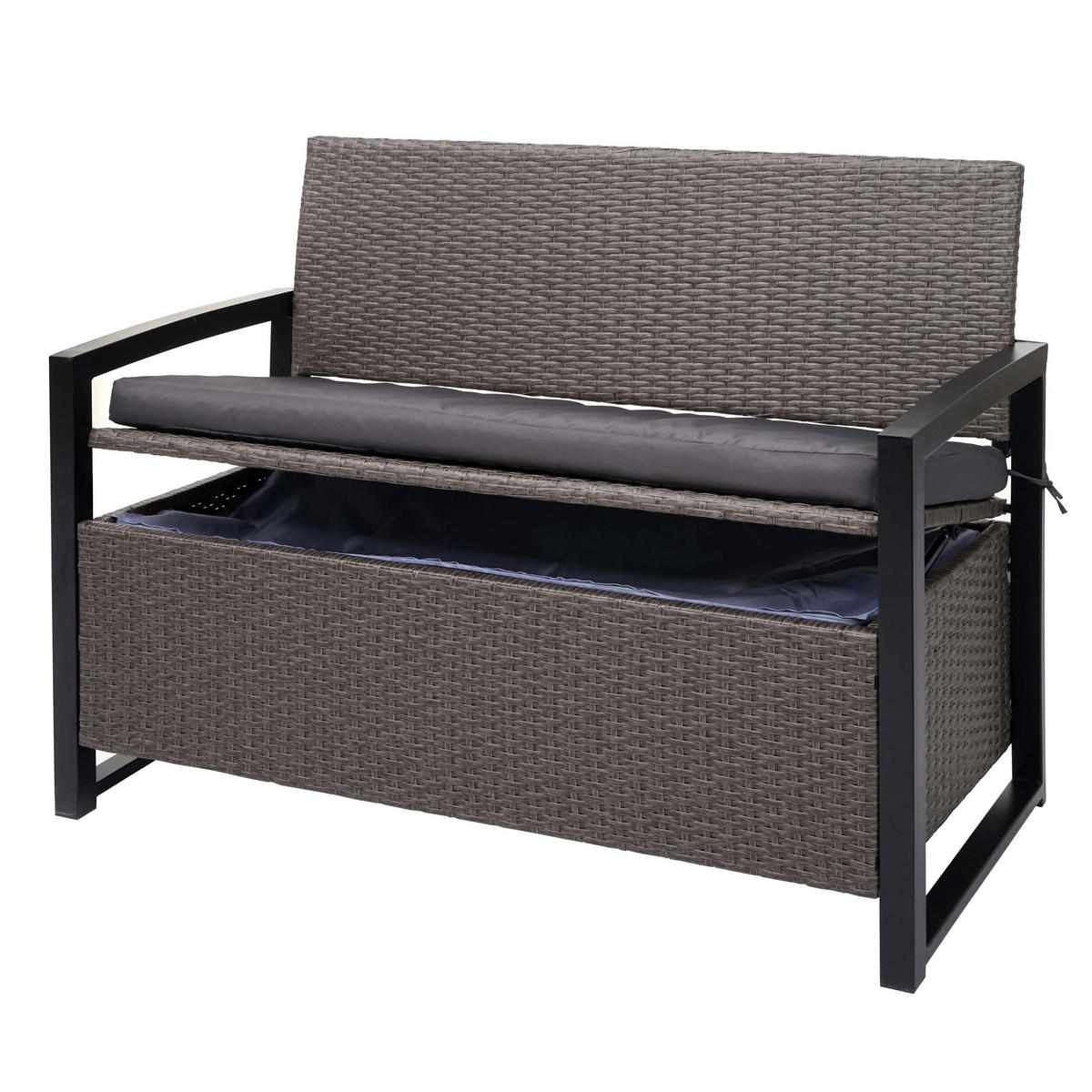 POLY-RATTAN 2ER SITZBANK Hellgrau, Grau - Hellgrau/Grau, Kunststoff (117/87/57cm) - MCW