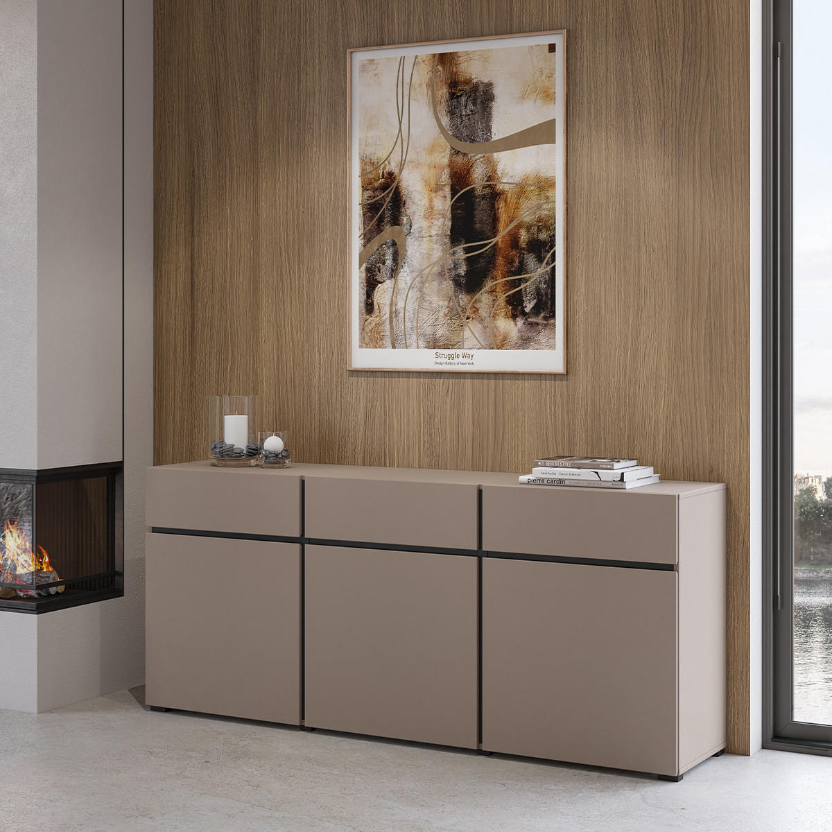 KOMODA Lilia Taupe - taupe, kompozitné drevo (180/78/40cm) - Petits-meubles