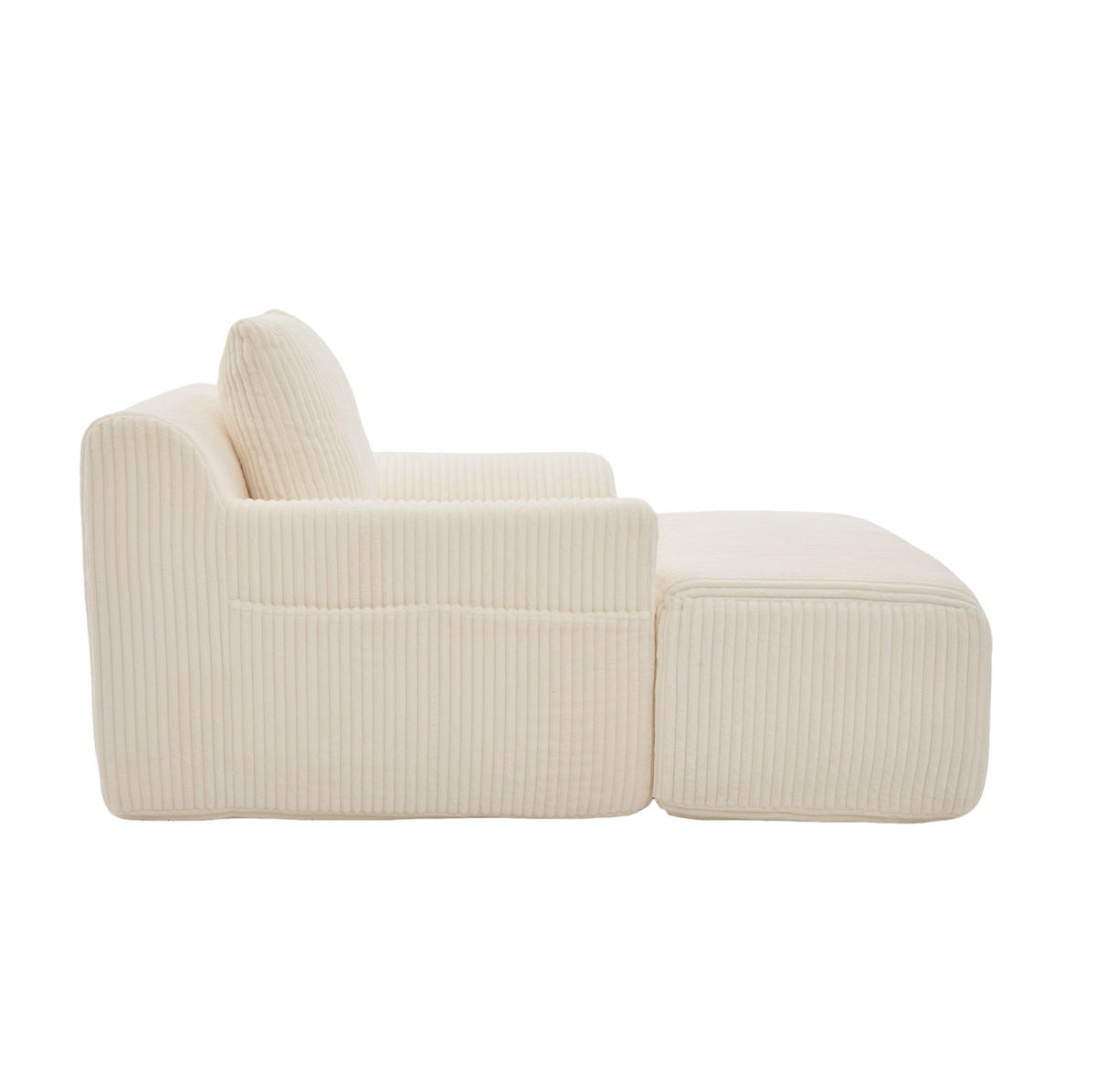 SESSEL 147/110/67 cm aus Cord mit Fußhocker – bis 200 kg belastbar - Beige, Textil (147/67/110cm) - BEAOK