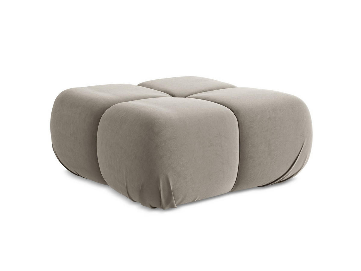 POUF Samt Stoff Grau - Taupe/Lila, Kunststoff/Textil (95/41/95cm) - Makamii
