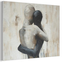 AKUSTIKBILD Abstrakt - Liebe - Schwarz und weiß - Modern Wandbild Wohnzimmer 100x70 cm - Schwarz, Kunststoff (100/70/0.9cm) - MuchoWow
