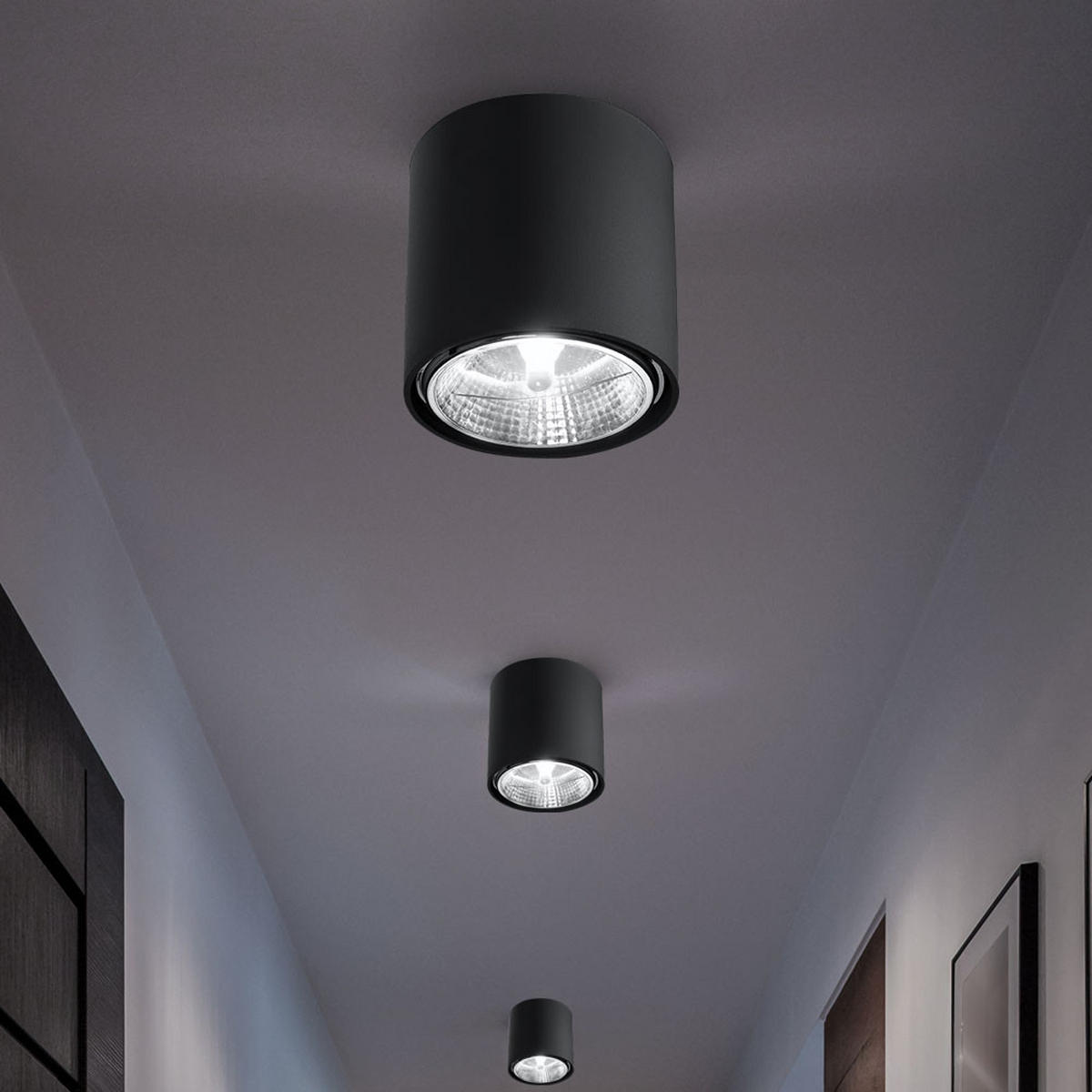 LED DECKENLEUCHTE Aluminium Schwarz - Schwarz, Metall (12/12/11cm)