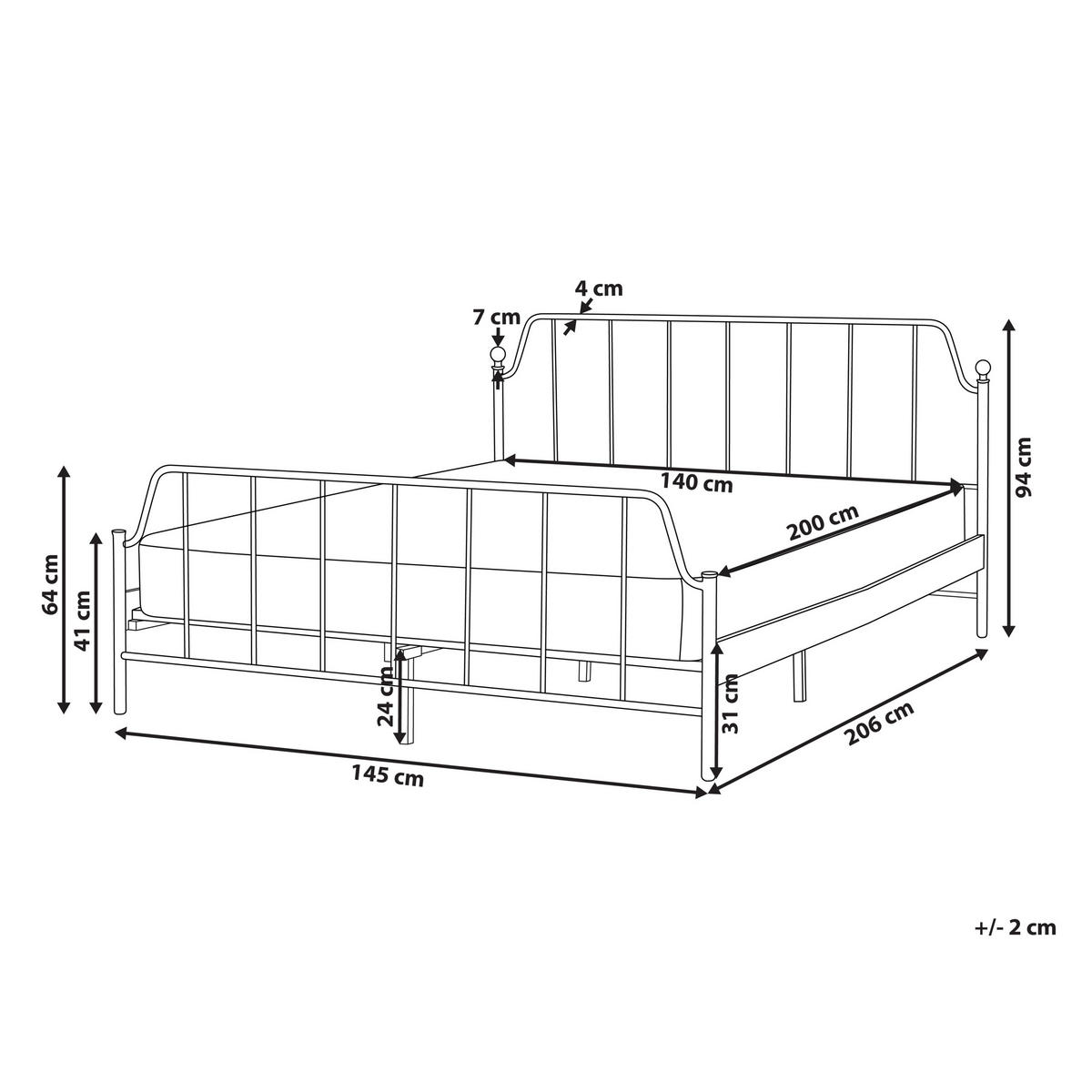 BETT mit Lattenrost 140x200 cm Weiß Mauressac - Weiß, Metall (140/200cm) - Beliani