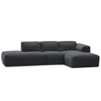 ECKSOFA mit Chaiselongue - Schwarz/Grau, Kunststoff/Textil (290/173cm) - home24