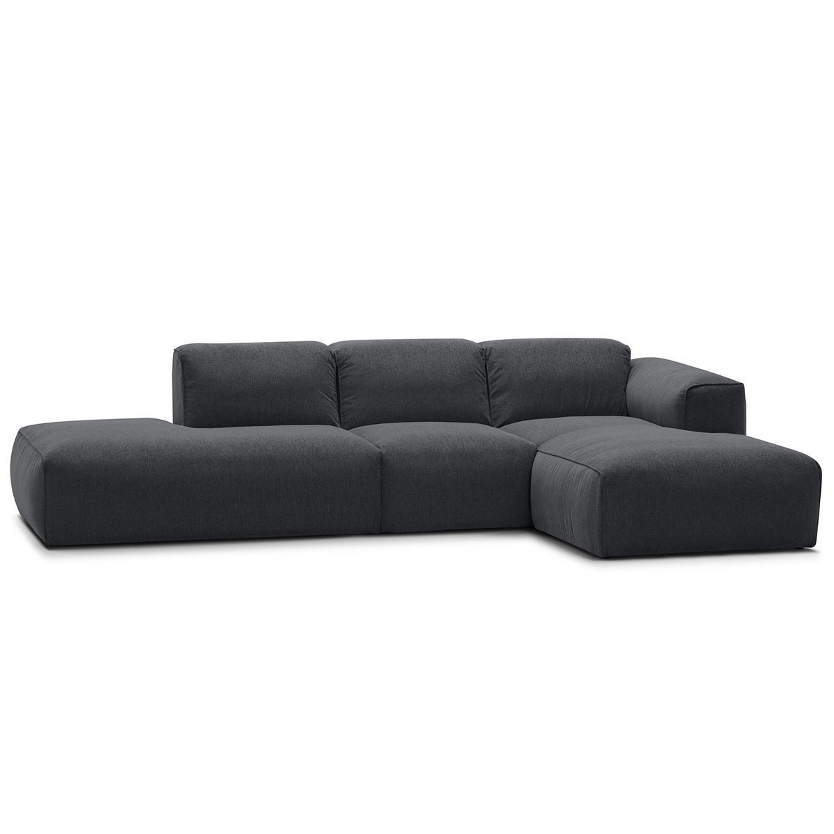 ECKSOFA mit Chaiselongue - Schwarz/Grau, Kunststoff/Textil (290/173cm) - home24