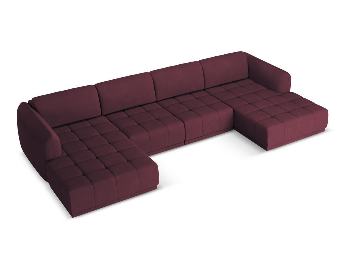 POUF Chenille Stoff Rot - Rot/Weinrot, Kunststoff/Textil (94/40/89cm) - Makamii